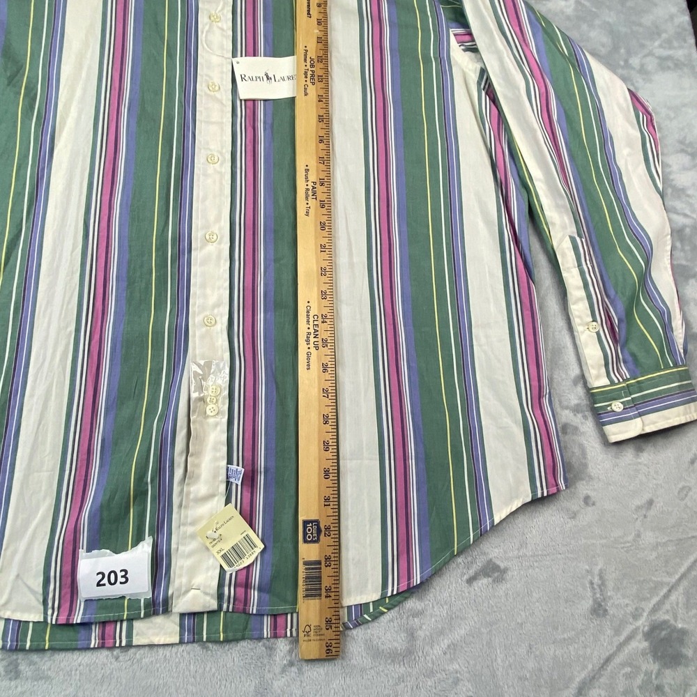 Ralph Lauren Mens XXL Striped Button Down Shirt Green Purple Pink Cotton NWT - Picture 5 of 7